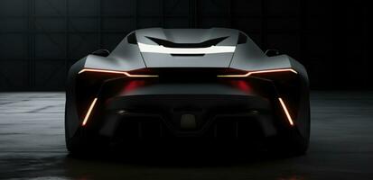 AI generated the rear of a futuristic sports car is shown in the dark, photo