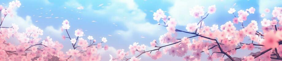 AI generated spring with flowers blue sky, photo