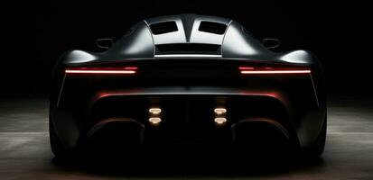 AI generated the rear of a futuristic sports car is shown in the dark, photo