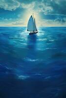 AI generated a sail boat floating in the ocean photo