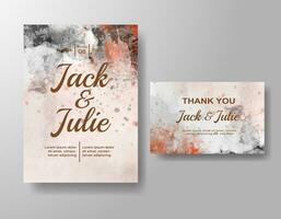 Wedding invitation with abstract watercolor background vector