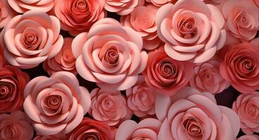 AI generated a collage of pink roses for wallpapers photo