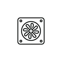 Computer cooling fan line icon isolated on white background vector
