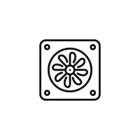 Computer cooling fan line icon isolated on white background vector