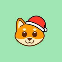 Shiba Inu Wearing Santa Hat Illustration vector