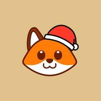 Fox Wearing Santa Hat Illustration vector