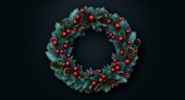 AI generated winter holiday christmas wreath christmas wreath photo