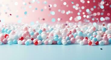 AI generated blue, pink and white confetti backgrounds, photo