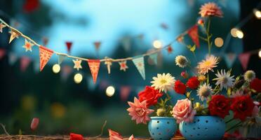 AI generated flower bunting  party props photo