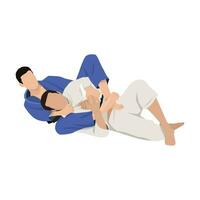 Two Brazilian Jiu Jitsu Athletes fighting choke. vector