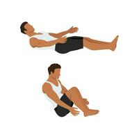 Man doing the suitcase sit up exercise. vector