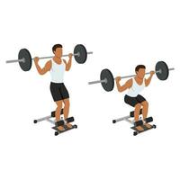 Man doing barbell sissy squat exercise. vector