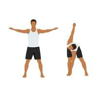 Man doing bent over twists or cross body toe touches exercise. vector