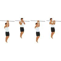 Man doing commando pull up exercise. vector