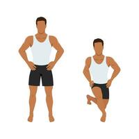Man doing cross back lunges exercise. vector