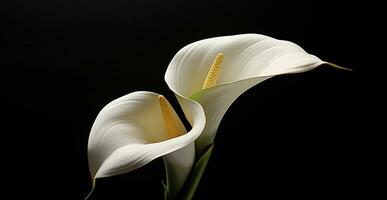 AI generated a white calla lily displayed a black background photo