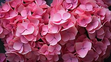 ai generado rosado hortensia follaje fondo de pantalla foto