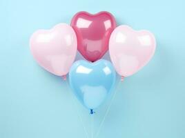 AI generated a pink and blue pink and blue balloon has four hearts on it photo