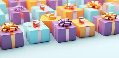 AI generated a bunch of brightly colored gift boxes photo