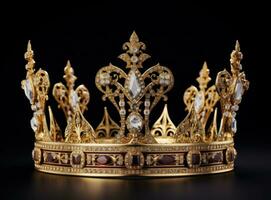 AI generated a shiny, gold crown isolated photo