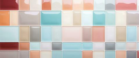 AI generated a white, pale, pink, orange, brown, yellow and rose colored wall of tiles photo