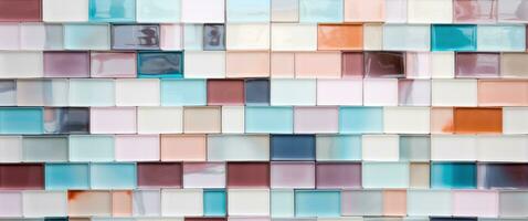 AI generated a white, pale, pink, orange, brown, yellow and rose colored wall of tiles photo