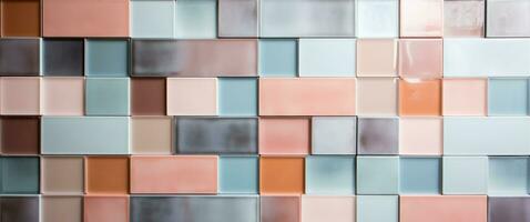 AI generated a white, pale, pink, orange, brown, yellow and rose colored wall of tiles photo