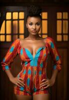 AI generated african print print playsuit photo