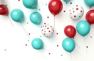 AI generated colorful balloons all over white background photo