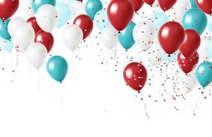 AI generated colorful balloons all over white background photo