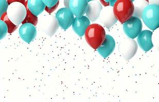 AI generated colorful balloons all over white background photo