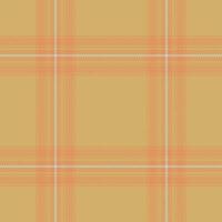 Plaid seamless pattern in orange. Check fabric texture. Vector textile print.