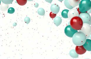 AI generated colorful balloons all over white background photo