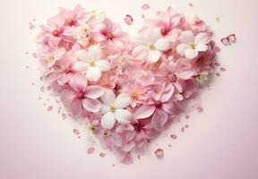 AI generated an image of pink flowers in a heart shape photo