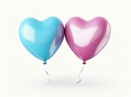 AI generated cute pink and blue heart balloons photo