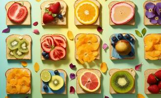 AI generated foods, fruit, vitamins and other things on toast photo