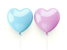 AI generated cute pink and blue heart balloons photo