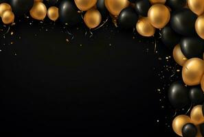 AI generated gold and black balloon frame photo