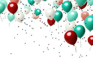 AI generated colorful balloons all over white background photo