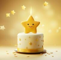 ai generado uno de el estrellas en el cumpleaños pastel foto