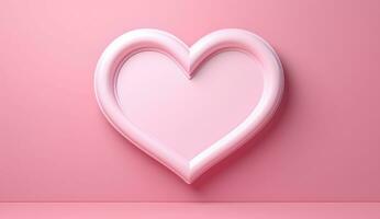 AI generated pink heart frame on pink background photo