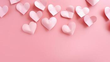 AI generated paper heart background in pink shape photo