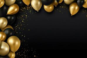 AI generated gold and black balloon frame photo