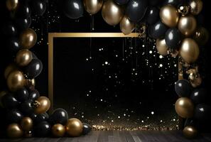 AI generated gold and black balloon frame photo