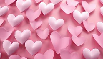 AI generated pink paper heart background in a modern render photo