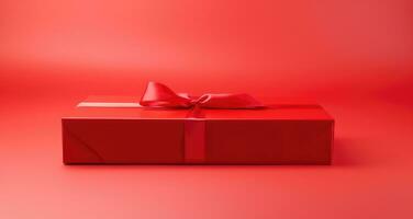 AI generated the red gift box on a red background photo