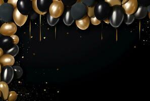 AI generated gold and black balloon frame photo