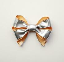 AI generated a gold bow isolated photo