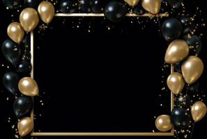 AI generated gold and black balloon frame photo