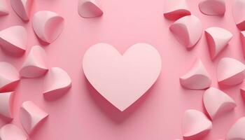 AI generated pink paper heart background in a modern render photo